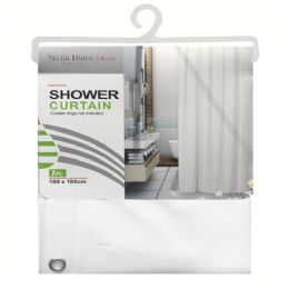 24 Pieces Solid Peva Shower Curtain White 180x180cm - Shower Curtain