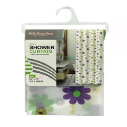 24 Pieces Shower Curtain Peva Flower Dots Design - Shower Curtain