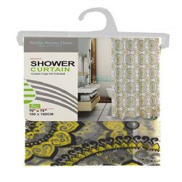 24 Pieces Shower Curtain Yellow Flowers 70x70 Inch - Shower Curtain