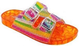 12 Wholesale Jelly Sandal For Women In Orange Multi Size 6-10
