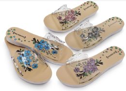 48 Wholesale Ladies Flower Sandals In Assorted Color And Size