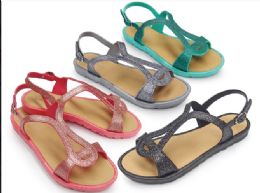 48 Wholesale Ladies Glitter Sandals In Assorted Color And Size