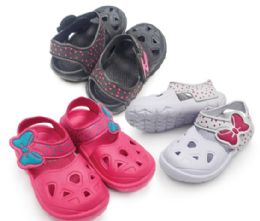 36 Pairs Girls Toddler Velcro Clogs In Assorted Color - Girls Sandals