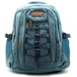 12 Wholesale Unisex Backpack Premium Zipper Color Blue
