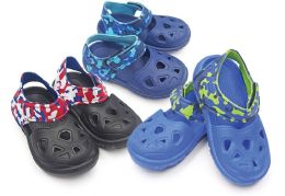 36 Pairs Boys Toddler Velcro Clogs In Assorted Color - Boys Flip Flops & Sandals