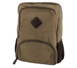 12 Pieces Unisex Backpack Premium Zipper Color Kaki - Backpacks
