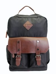 12 Wholesale Unisex Backpack Premium Zipper Color Black