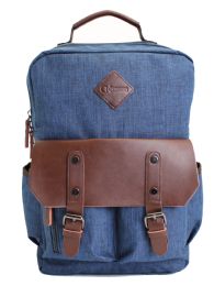 12 Wholesale Unisex Backpack Premium Zipper Color Blue