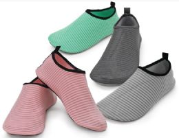 48 Wholesale Womens Mesh Stripe Water Shoes In Assorted Color