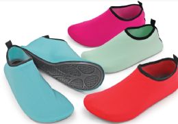 48 Pairs Womens Solid Neon Water Shoes In Assorted Colors - Women's Aqua Socks
