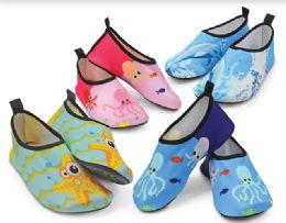 48 Bulk Boys And Girls Printed Aqua Design Water Shoes Assorted