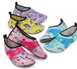 48 Wholesale Girls Printed Unicorn Rainbow Water Shoes