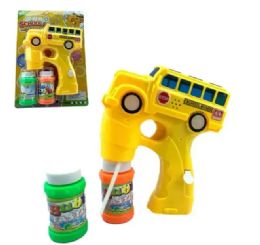 12 Pieces School Bus Bubble Gun With Battery - Summer Toys
