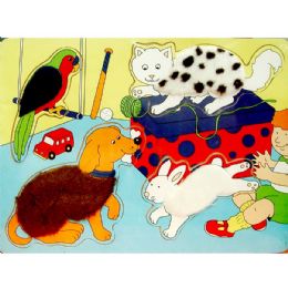 48 Bulk Children's Wooden Puzzles With Animal Designs And Faux Fur Details