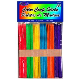 48 Bulk 5.5 Inch Wooden Craft Sticks Assorted Colors 50 Pack