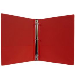 24 Pieces 3 Ring Vinyl Hardcover Binders With 1 Round Rings In Red - Binders