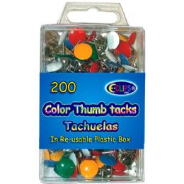 48 Pieces 200 Count Thumb Tacks With Reusable Storage Container - Push Pins and Tacks