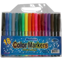 48 Wholesale Washable Non Toxic Watercolor Markers With Fine Tip 18 Pack
