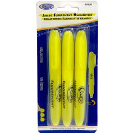 24 Pieces Jumbo Size Fluorescent Yellow Highlighters Chisel Tip 3 Pack - Highlighter
