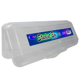48 Pieces Clear Plastic Pencil Box With Snap And Close Lid - Pencil Boxes & Pouches
