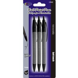 48 Pieces Ballpoint Pens With Chevron Pattern Print Black Ink 3 Pack - Pens