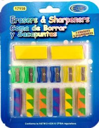 48 Wholesale School Eraser And Pencil Sharpener Combo Pack Sets