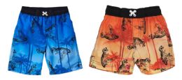 24 Wholesale Infant Boy's Printed Swim Trunks With Dinosaur And Palm Tree Print