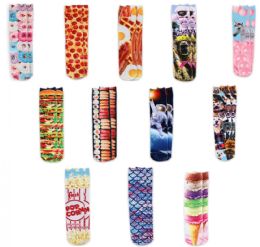 48 Wholesale Two Left Feet Sock Company Printed Adult Novelty Sock Food Print And Graphic Designs