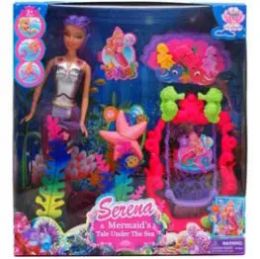 12 Bulk 11.5" Mermaid Doll W/ Accss In Window Box, 3 Assrt Clrs