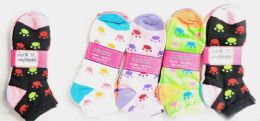 240 Pieces Women Ankle Socks Dog Paw Print Desig Assorted Color Size 9 - 11 - Womens Ankle Sock