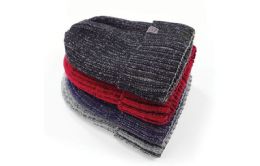 24 Pieces Britt's Knits Men's Harbor Heathered Knit Beanie Hats With Union Jack Patch Embellishment - Winter Beanie Hats