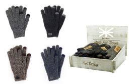 24 Wholesale Britt's Knits Men's Frontier Knit Gloves With Texting Finger Tips