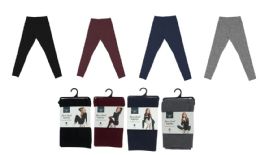 24 Wholesale Britt's Knits Women's Fleece Lined Leggings Solid And Heathered Print