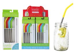 24 of Kumb's Kitchen Eco Friendly Reusable Drinking Straws With Brush Cleaner 4 Pack