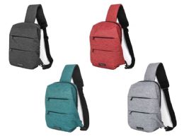 12 Wholesale Fitkicks Latitude Water Resistant Sling Bags With Heathered Details