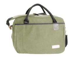 12 Wholesale Unisex Canvas Bag Premium Zipper Color Kaki