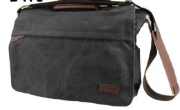 12 Wholesale Unisex Canvas Bag Premium Zipper Color Black