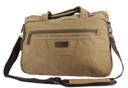 12 Pieces Unisex Canvas Bag Premium Zipper Color Khaki - Backpacks & Luggage