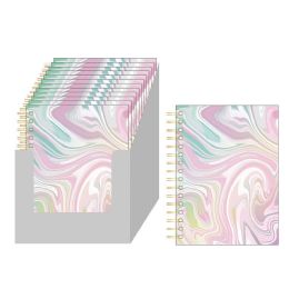 24 of 160 Sheet Jumbo Marble Swirl Spiral Journals With Two Tone Colors