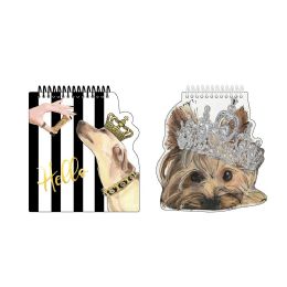 36 Pieces 80 Sheet Die Cut Spiral Memo Notepads With Dog Print And Embroidered Details - Note Books & Writing Pads