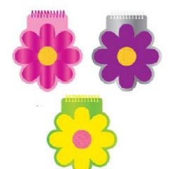 36 Wholesale 80 Sheet Die Cut Flower Design Spiral Memo Notepads