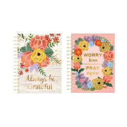 24 Pieces 160 Sheet Flower Printed Jumbo Spiral Journals With Embroidered Inspirational Messages - Note Books & Writing Pads