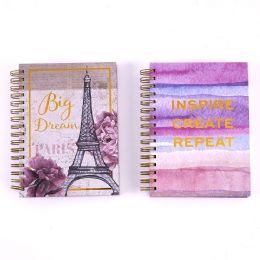 24 Bulk 160 Sheet Jumbo Spiral Embroidered Journals With Canvas Style And Paris Eiffel Tower Print