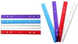 288 Wholesale 12 Inch Transparent Rulers Assorted Colors