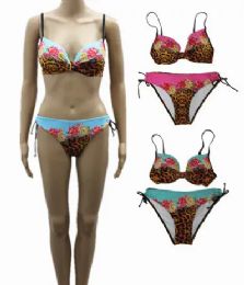 48 Wholesale Women Floral Printed Low Waisted Bikini Set Two Piece Bathing Suit