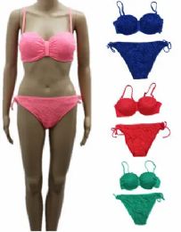 36 Wholesale Women's Back Hook Closure Bikini Adjustable Straps Swimsuit Assorted Color