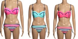 48 Wholesale Women's Striped Bikini Swimsuit