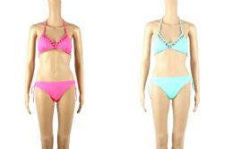 48 Bulk Womans 2 Piece Bikini Bathing Suit In Solid Colors