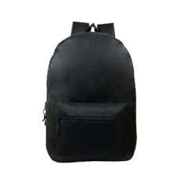 24 Pieces 17" Kids Basic Backpack In Black - Backpacks 17"