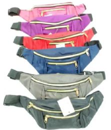 60 Bulk Plain Color Design Multi Zipper Fanny Pack